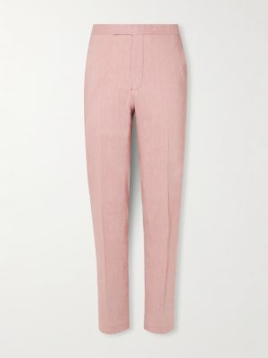 Straight-Leg Linen-Blend Suit Trousers