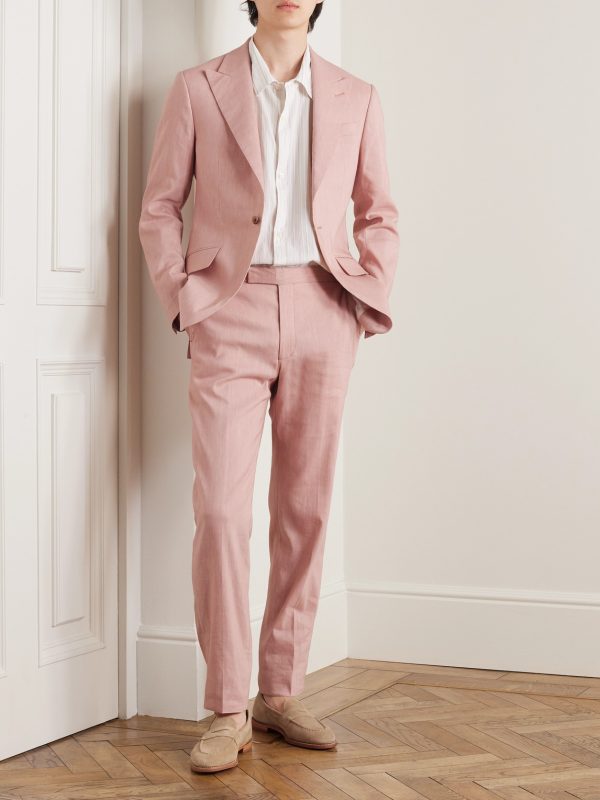 Straight-Leg Linen-Blend Suit Trousers - OU Straight-Leg Linen-Blend Suit Trousers - OU