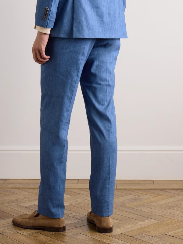 Straight-Leg Linen-Blend Suit Trousers - BK Straight-Leg Linen-Blend Suit Trousers - BK