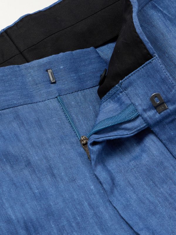 Straight-Leg Linen-Blend Suit Trousers - E1 Straight-Leg Linen-Blend Suit Trousers - E1