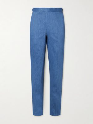 Straight-Leg Linen-Blend Suit Trousers