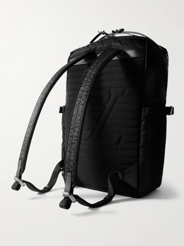 Loubideal Leather-Trimmed Shell and Logo-Debossed Rubber Backpack - BK