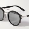 DiorBlackSuit R7U Acetate and Silver-Tone Round-Frame Sunglasses - CU