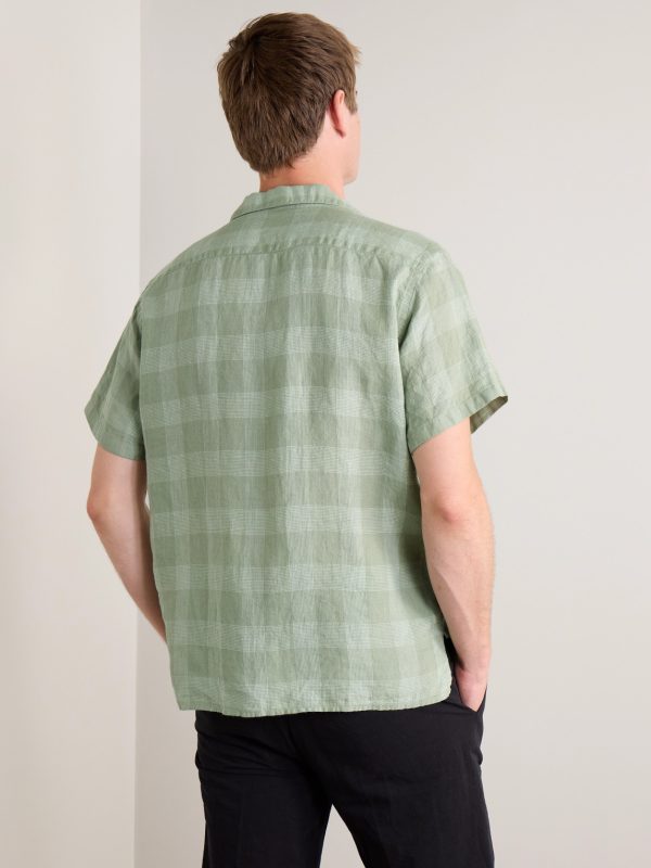 Havan Camp-Collar Checked Linen Shirt - BK Havan Camp-Collar Checked Linen Shirt - BK
