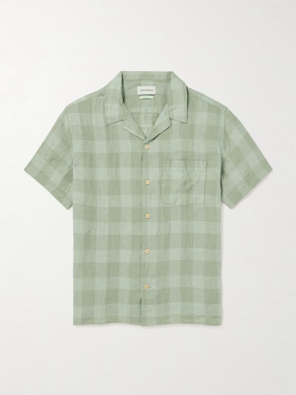 Havan Camp-Collar Checked Linen Shirt Havan Camp-Collar Checked Linen Shirt