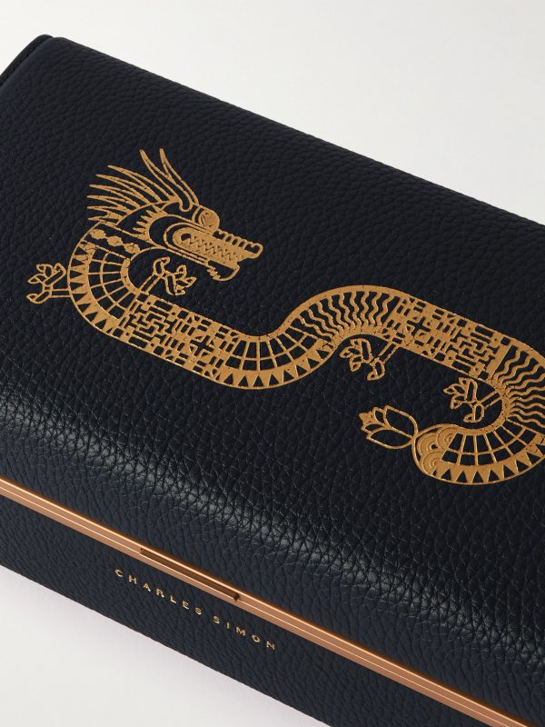 Eaton - Year of the Dragon Printed Full-Grain Leather Three-Piece Travel Watch Case - E2 Eaton - Year of the Dragon Printed Full-Grain Leather Three-Piece Travel Watch Case - E2
