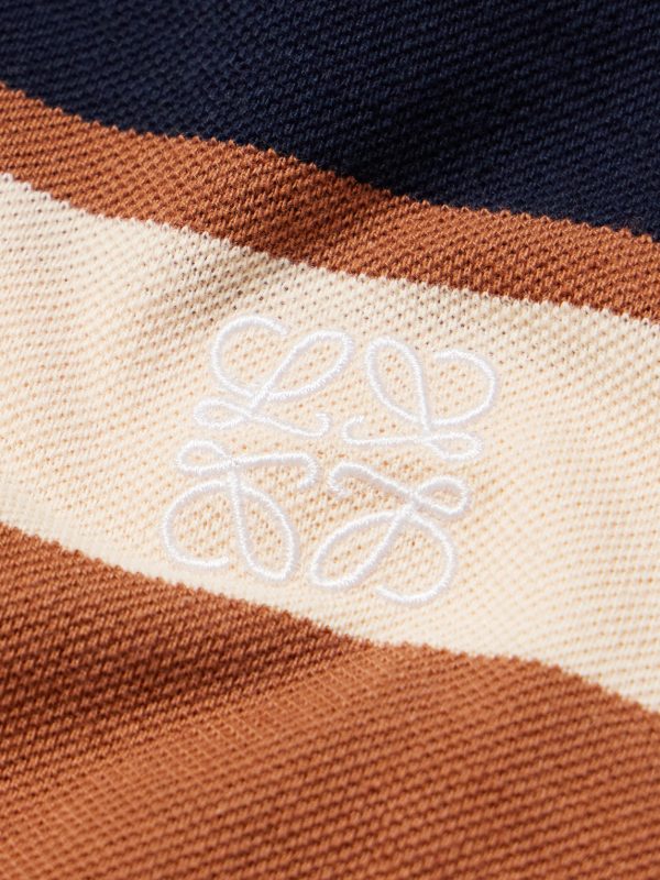 + Paula's Ibiza Striped Cotton and Linen-Blend Piqué Polo Shirt - CU + Paula's Ibiza Striped Cotton and Linen-Blend Piqué Polo Shirt - CU