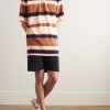 + Paula's Ibiza Striped Cotton and Linen-Blend Piqué Polo Shirt - OU + Paula's Ibiza Striped Cotton and Linen-Blend Piqué Polo Shirt - OU