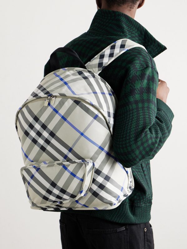 Checked Nylon-Twill Backpack - OU Checked Nylon-Twill Backpack - OU