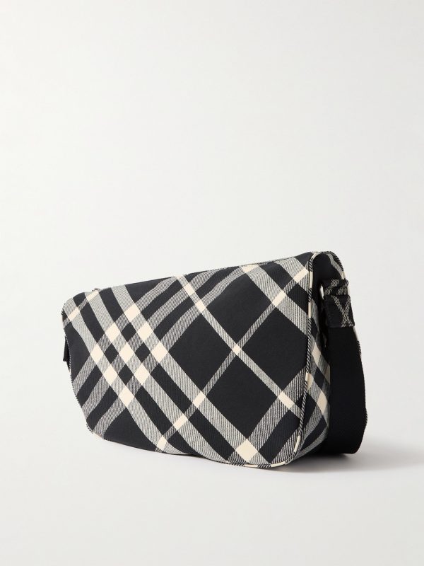 Large Shield Checked Jacquard Messenger Bag - BK Large Shield Checked Jacquard Messenger Bag - BK