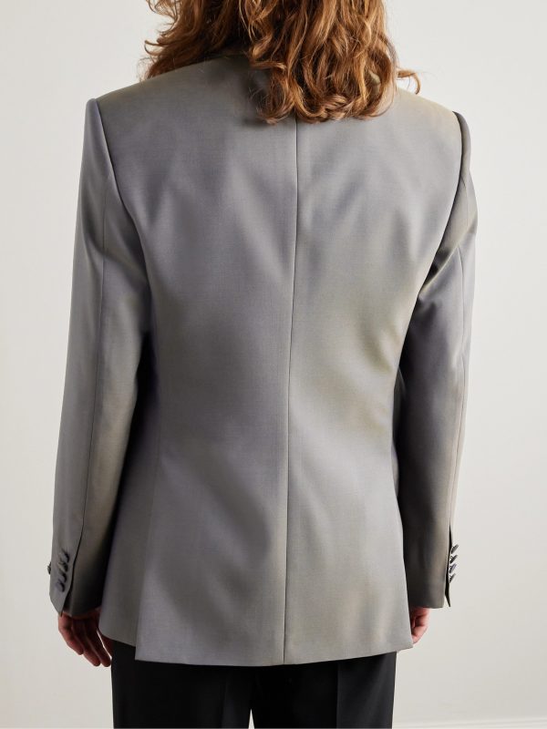 Double-Breasted Wool Suit Jacket - BK Double-Breasted Wool Suit Jacket - BK
