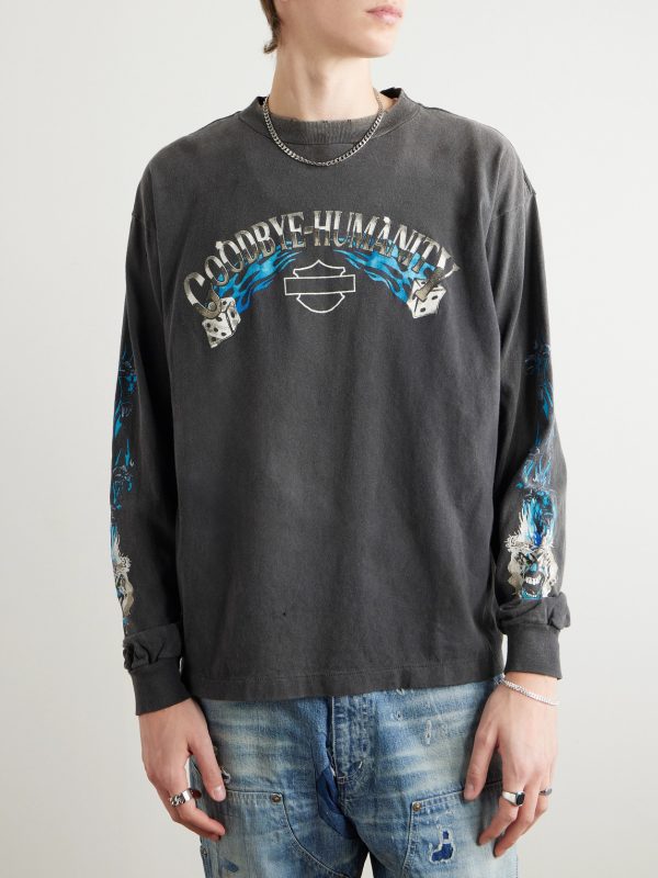 Goodbye Humanity Dice Distressed Printed Cotton-Jersey T-Shirt - FR