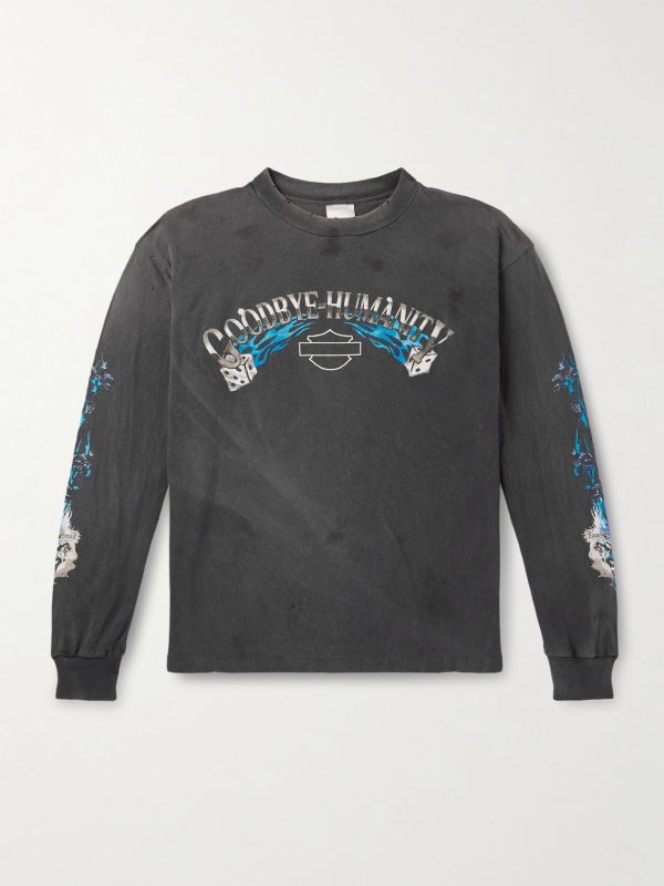 Goodbye Humanity Dice Distressed Printed Cotton-Jersey T-Shirt