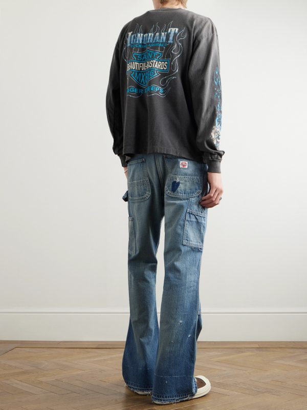 Goodbye Humanity Dice Distressed Printed Cotton-Jersey T-Shirt - OU