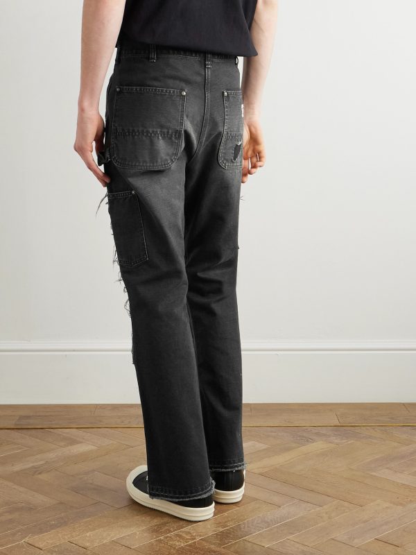 Straight-Leg Distressed Patchwork Jeans - BK