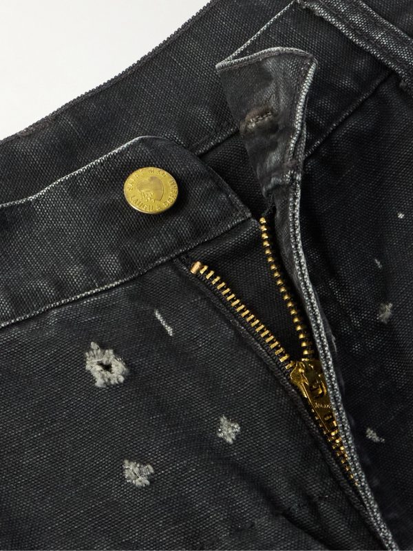Straight-Leg Distressed Patchwork Jeans - E1