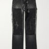 Straight-Leg Distressed Patchwork Jeans