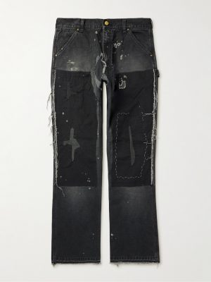 Straight-Leg Distressed Patchwork Jeans Straight-Leg Distressed Patchwork Jeans