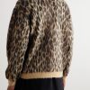 Leopard-Jacquard Brushed-Knit Cardigan - BK Leopard-Jacquard Brushed-Knit Cardigan - BK