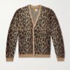 Leopard-Jacquard Brushed-Knit Cardigan Leopard-Jacquard Brushed-Knit Cardigan