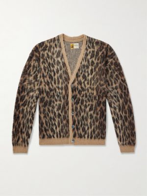 Leopard-Jacquard Brushed-Knit Cardigan Leopard-Jacquard Brushed-Knit Cardigan