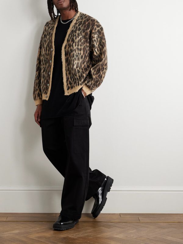 Leopard-Jacquard Brushed-Knit Cardigan - OU Leopard-Jacquard Brushed-Knit Cardigan - OU