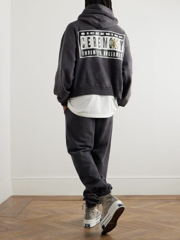+ Denim Tears Logo-Print Distressed Cotton-Jersey Hoodie - OU