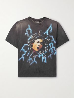 Skull & Thunderbolt Distressed Printed Cotton-Jersey T-Shirt
