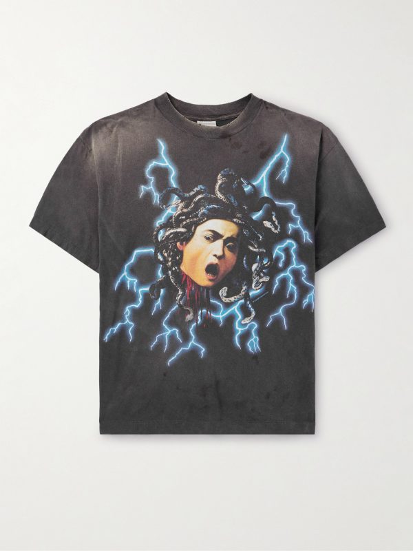 Skull & Thunderbolt Distressed Printed Cotton-Jersey T-Shirt Skull & Thunderbolt Distressed Printed Cotton-Jersey T-Shirt