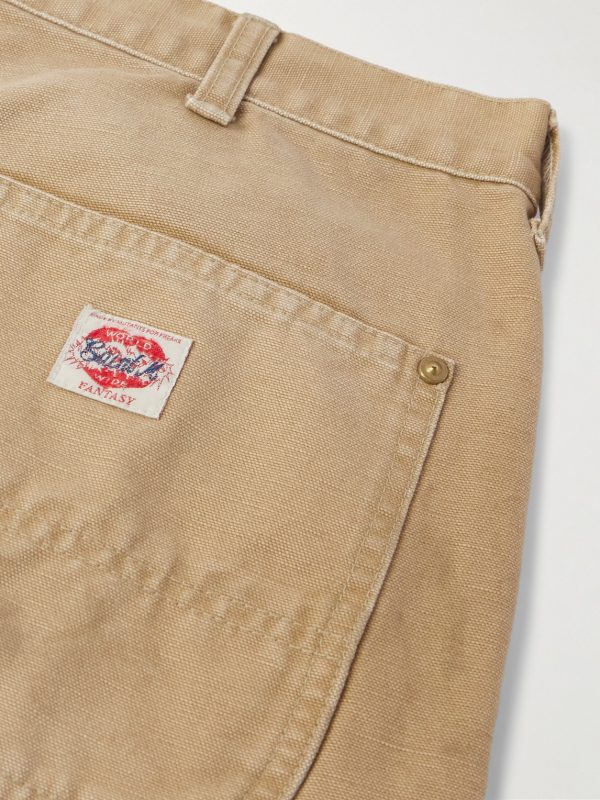 Bootcut Distressed Cotton-Canvas Trousers - CU Bootcut Distressed Cotton-Canvas Trousers - CU