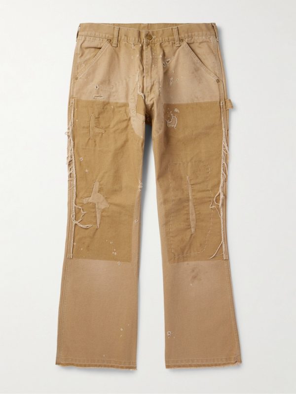 Bootcut Distressed Cotton-Canvas Trousers Bootcut Distressed Cotton-Canvas Trousers