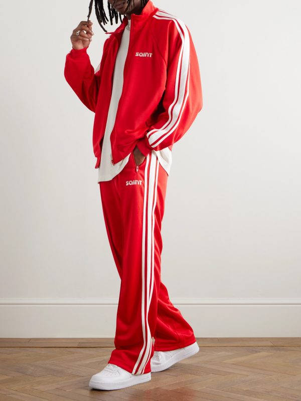 Straight-Leg Logo-Embroidered Striped Jersey Track Pants - OU Straight-Leg Logo-Embroidered Striped Jersey Track Pants - OU
