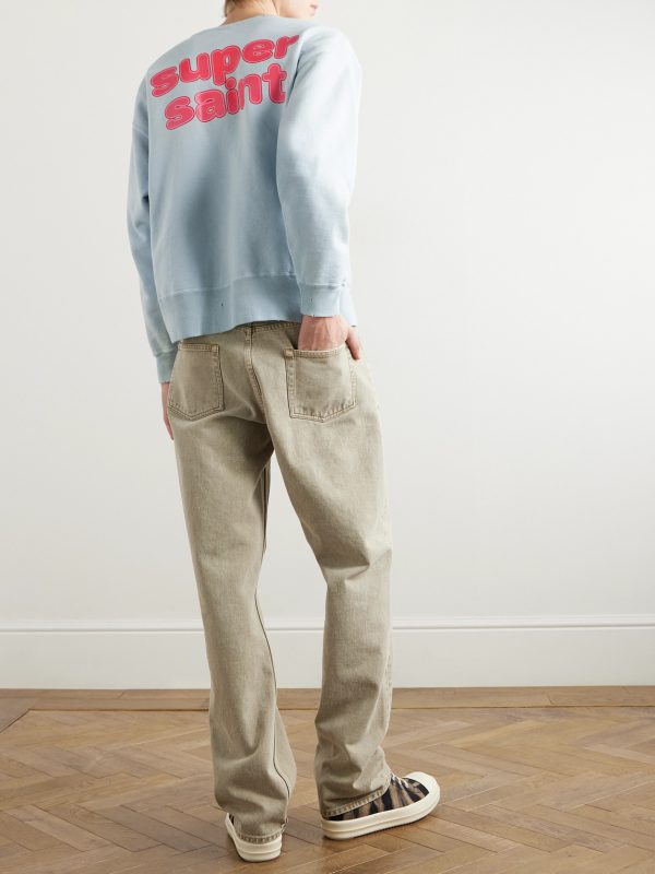 Distressed Printed Cotton-Jersey Sweatshirt - OU