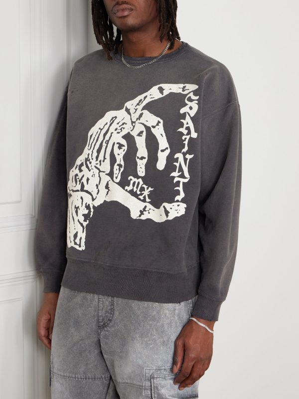 Distressed Printed Cotton-Jersey Sweatshirt - FR Distressed Printed Cotton-Jersey Sweatshirt - FR