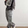 Distressed Printed Cotton-Jersey Sweatshirt - OU Distressed Printed Cotton-Jersey Sweatshirt - OU