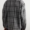 Distressed Checked Cotton-Flannel Shirt - BK Distressed Checked Cotton-Flannel Shirt - BK