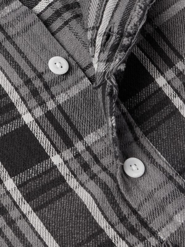 Distressed Checked Cotton-Flannel Shirt - CU Distressed Checked Cotton-Flannel Shirt - CU