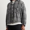 Distressed Checked Cotton-Flannel Shirt - FR Distressed Checked Cotton-Flannel Shirt - FR