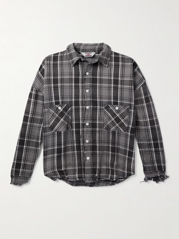 Distressed Checked Cotton-Flannel Shirt Distressed Checked Cotton-Flannel Shirt