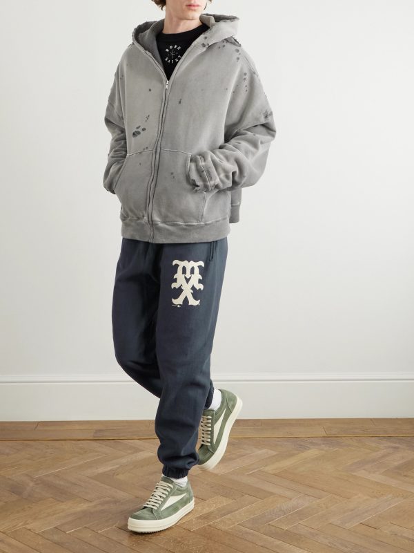 Tapered Logo-Print Cotton-Blend Jersey Sweatpants - OU Tapered Logo-Print Cotton-Blend Jersey Sweatpants - OU