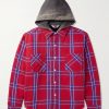 Jersey-Trimmed Padded Checked Cotton-Flannel Hooded Overshirt Jersey-Trimmed Padded Checked Cotton-Flannel Hooded Overshirt