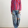 Jersey-Trimmed Padded Checked Cotton-Flannel Hooded Overshirt - OU Jersey-Trimmed Padded Checked Cotton-Flannel Hooded Overshirt - OU