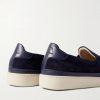 Leather-Trimmed Suede Slip-On Sneakers - BK