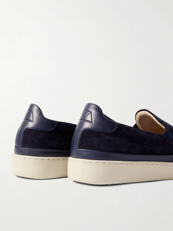 Leather-Trimmed Suede Slip-On Sneakers - BK