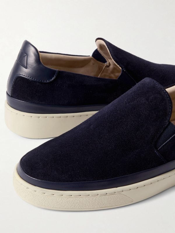 Leather-Trimmed Suede Slip-On Sneakers - CU
