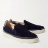 Leather-Trimmed Suede Slip-On Sneakers - FR