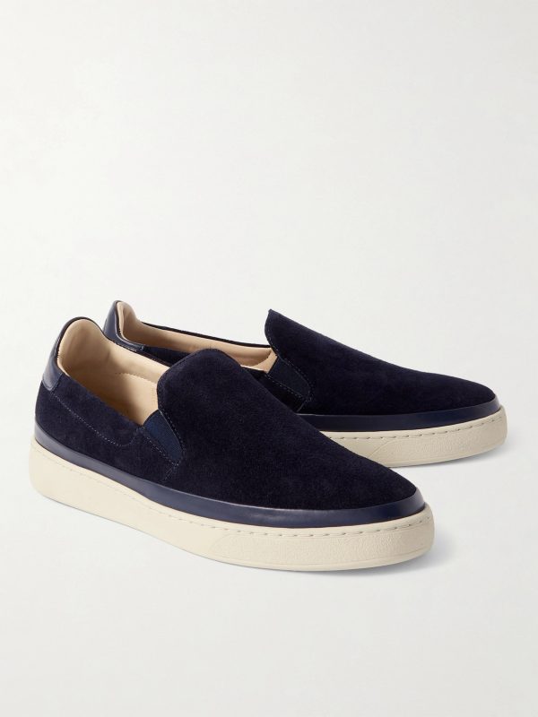Leather-Trimmed Suede Slip-On Sneakers - FR