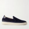 Leather-Trimmed Suede Slip-On Sneakers