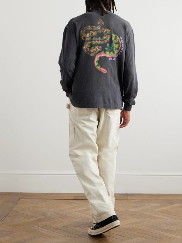 Distressed Printed Cotton-Jersey T-Shirt - OU Distressed Printed Cotton-Jersey T-Shirt - OU