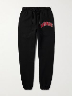 Tapered Logo-Print Cotton-Blend Jersey Sweatpants Tapered Logo-Print Cotton-Blend Jersey Sweatpants